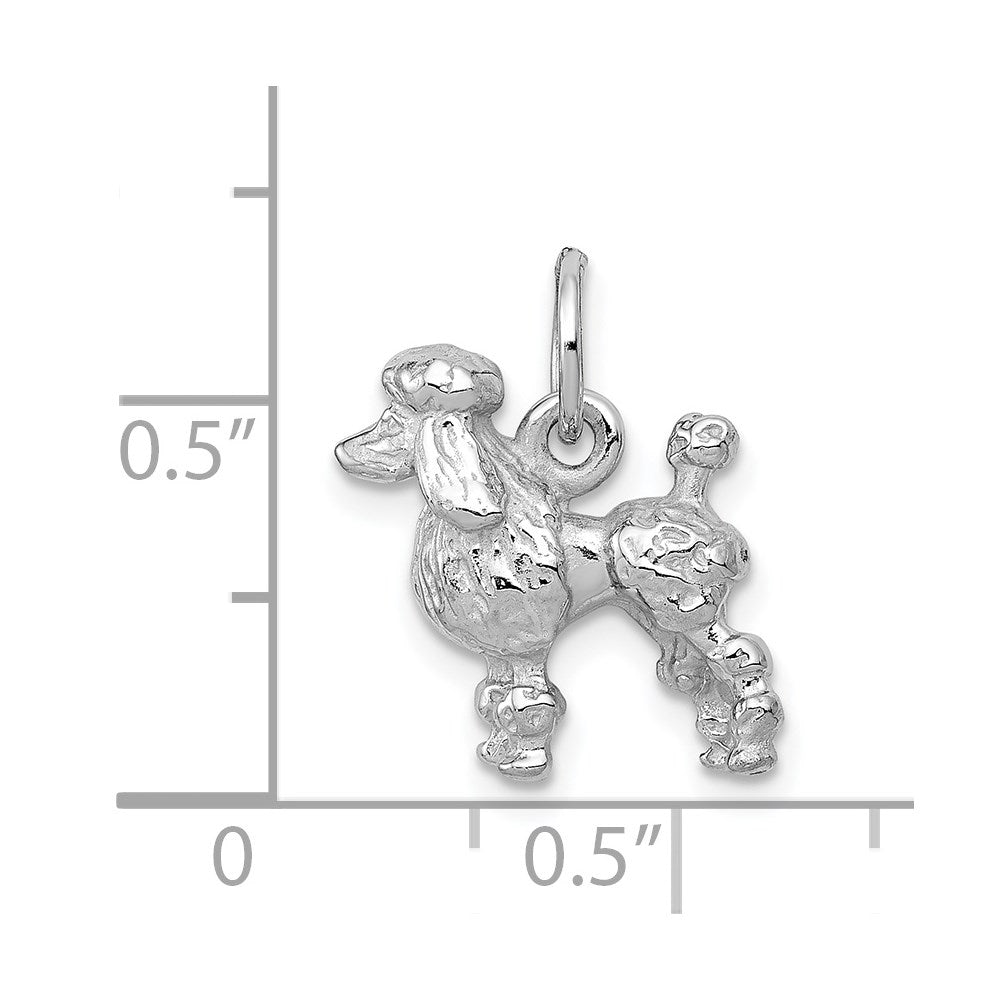 Poodle-Charm massiv aus 14K Weißgold