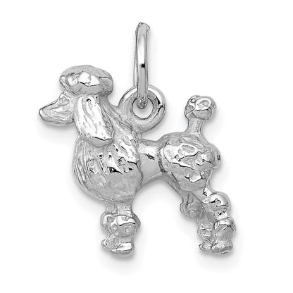 Poodle-Charm massiv aus 14K Weißgold