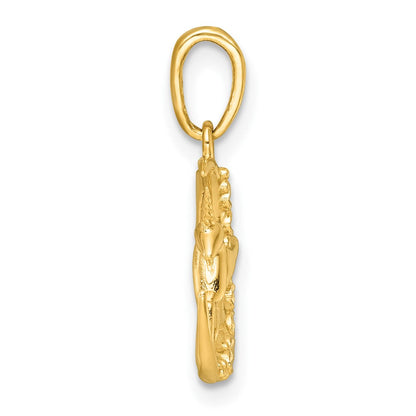 14K Gelb & Rhodium mit Weiß Rhodium Poliert Einhorn in Mond Charm