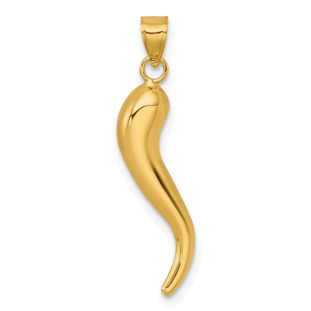 14K Gelbgold Poliert Hollowed Italienisch Horn Anhänger