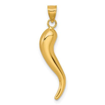 14K Gelbgold Poliert Hollowed Italienisch Horn Anhänger