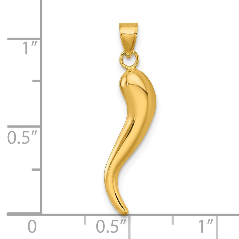 14K Gelbgold Poliert Hollowed Italienisch Horn Anhänger