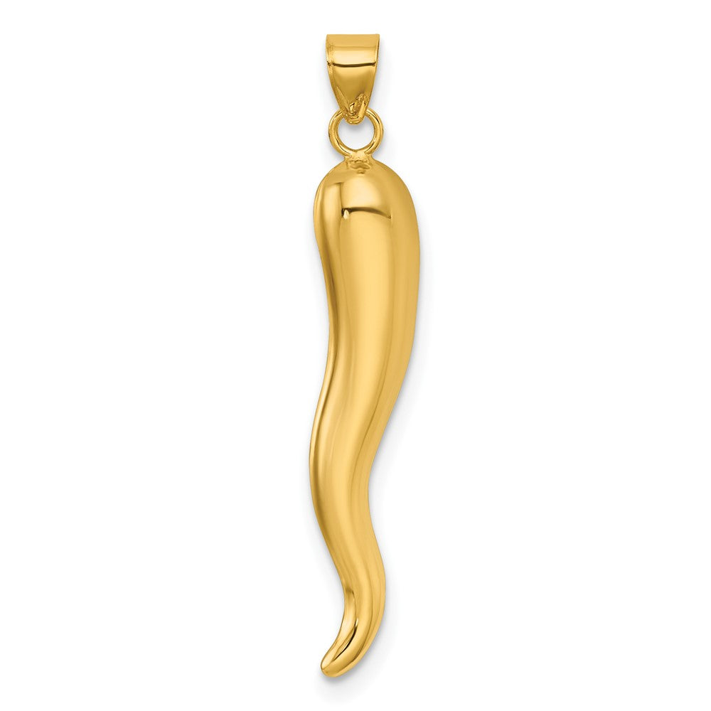 14K Gelbgold Poliert Hollowed Italienisch Horn Anhänger