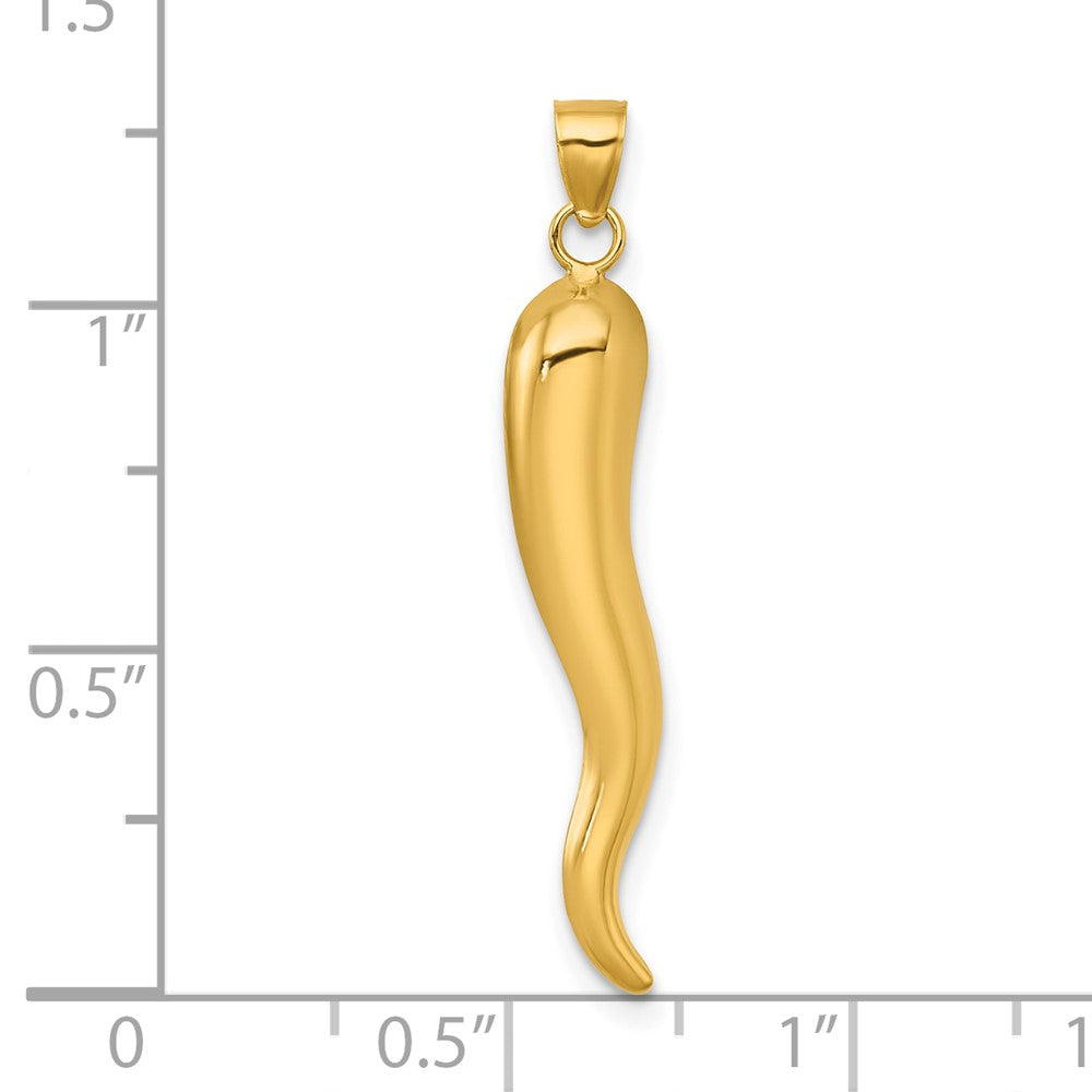 14K Gelbgold Poliert Hollowed Italienisch Horn Anhänger