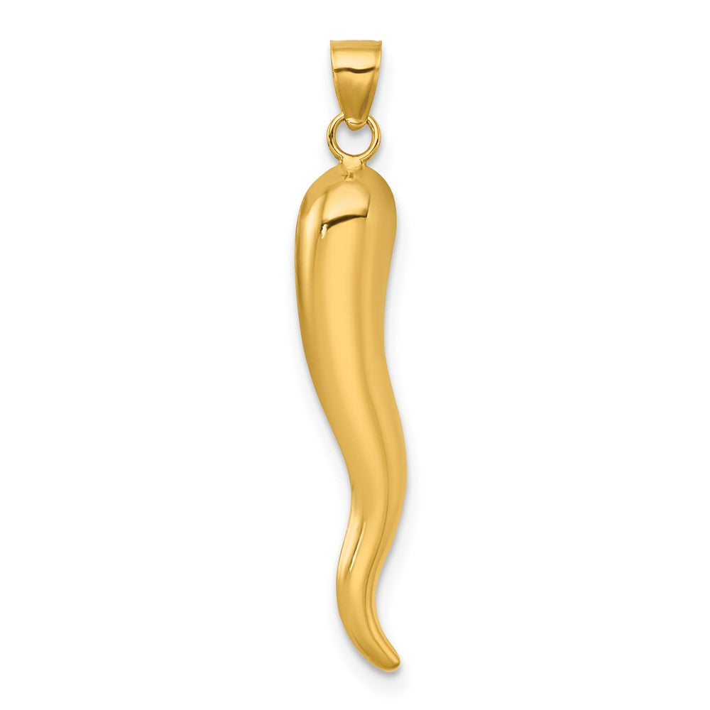 14K Gelbgold Poliert Hollowed Italienisch Horn Anhänger