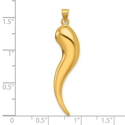 14K Gelbgold Poliert Hohl Italienisch Horn Anhänger