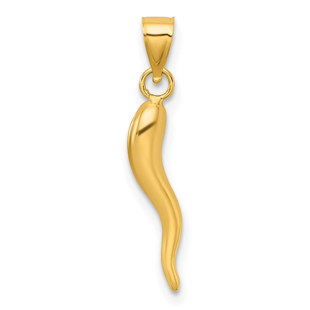 14K Gelbgold Poliert Hollowed Italienisch Horn Anhänger