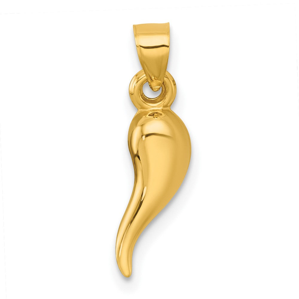 14K Gelbgold Poliert Hollowed Italienisch Horn Anhänger