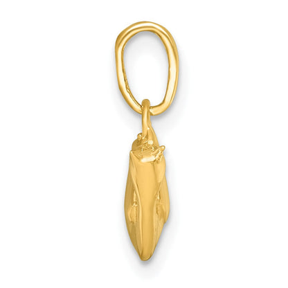 14K Gelbgold Poliert 3-d Katze Hanging Charm