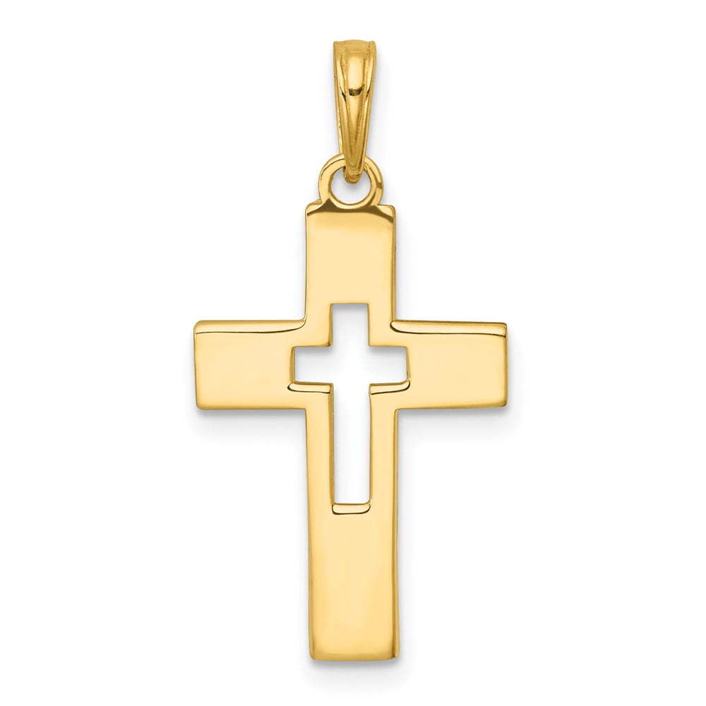 14K Gelbgold Poliert Ausgeschnitten Kreuz Charm