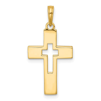 14K Gelbgold Poliert Ausgeschnitten Kreuz Charm