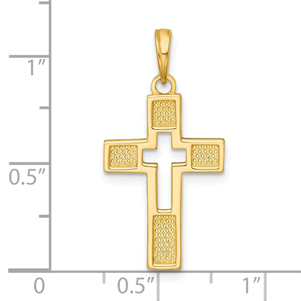 14K Gelbgold Poliert Ausgeschnitten Kreuz Charm