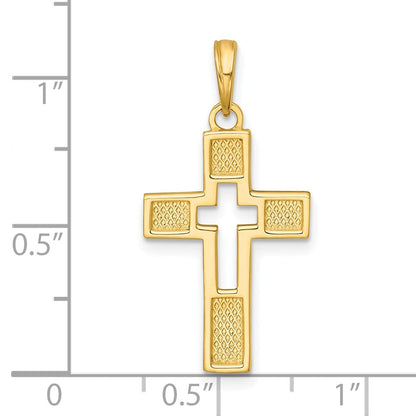 14K Gelbgold Poliert Ausgeschnitten Kreuz Charm