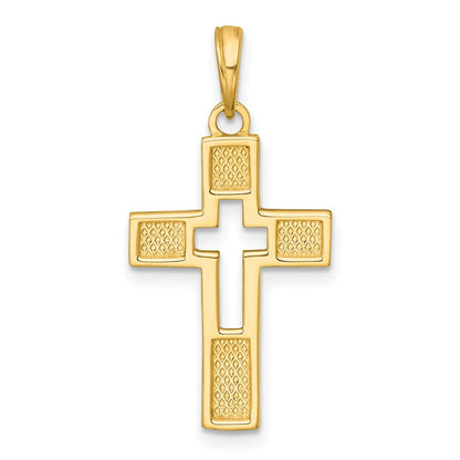 14K Gelbgold Poliert Ausgeschnitten Kreuz Charm