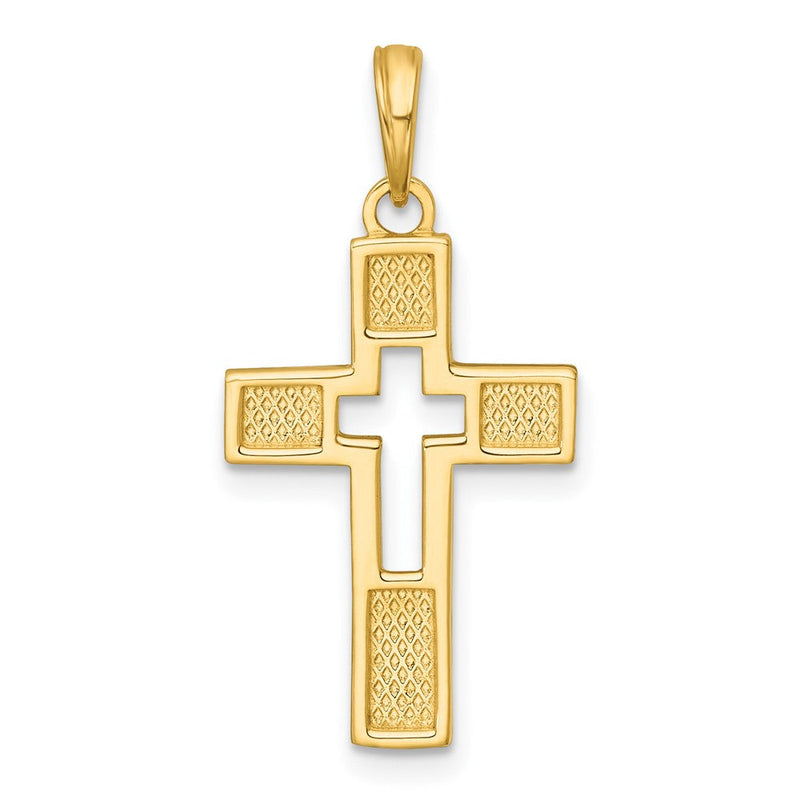 14K Gelbgold Poliert Ausgeschnitten Kreuz Charm