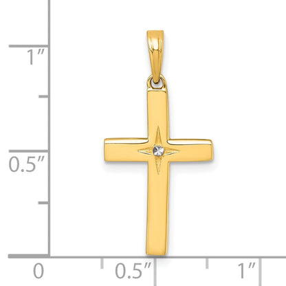 14K Gelb & Rhodium mit Rhodium Diamantiert Kreuz Anhänger