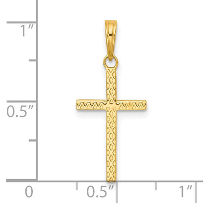 14K Gelbgold Poliert Kreuz Anhänger