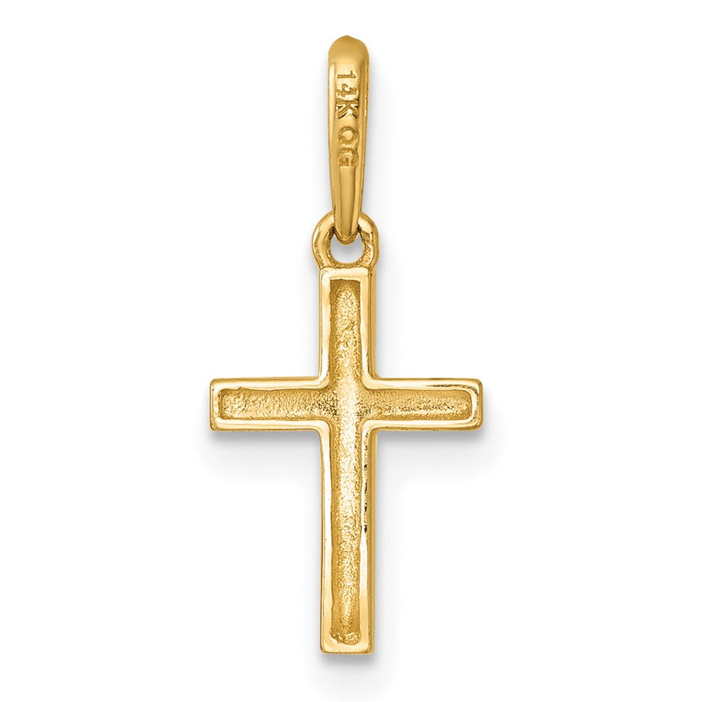 14K Gelbgold Poliert Messer Kante Lateinisch Kreuz Anhänger