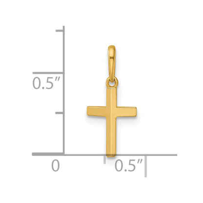 14K Gelbgold Poliert Messer Kante Lateinisch Kreuz Anhänger