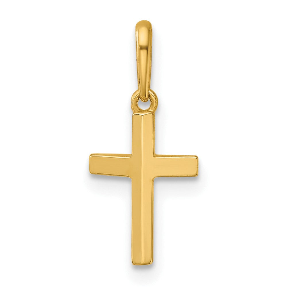 14K Gelbgold Poliert Messer Kante Lateinisch Kreuz Anhänger