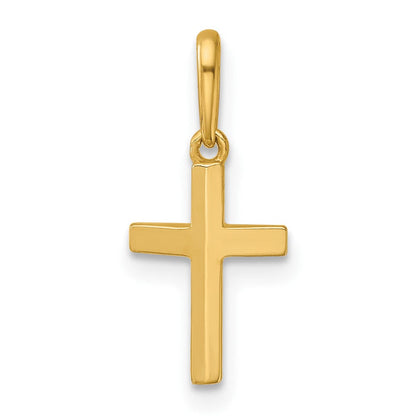 14K Gelbgold Poliert Messer Kante Lateinisch Kreuz Anhänger