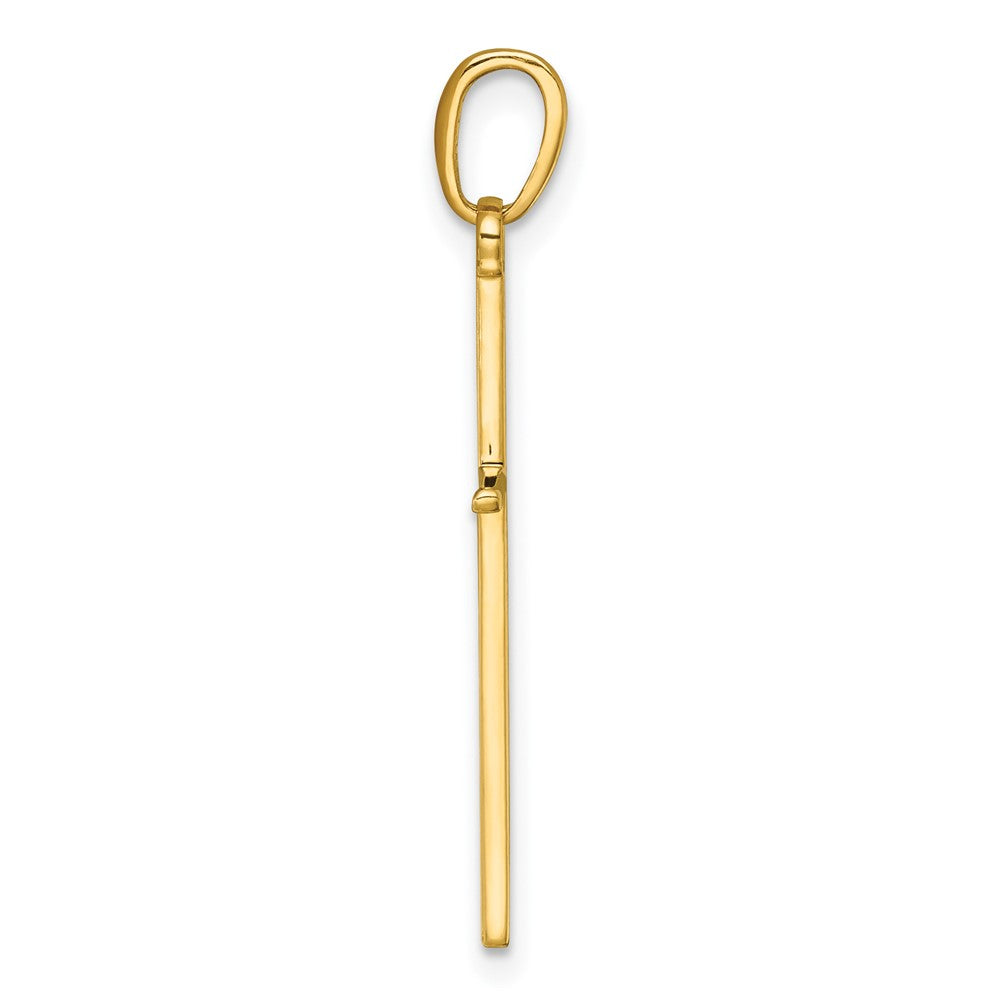 14K Gelbgold 3-d und Poliert Stick Kreuz Charm