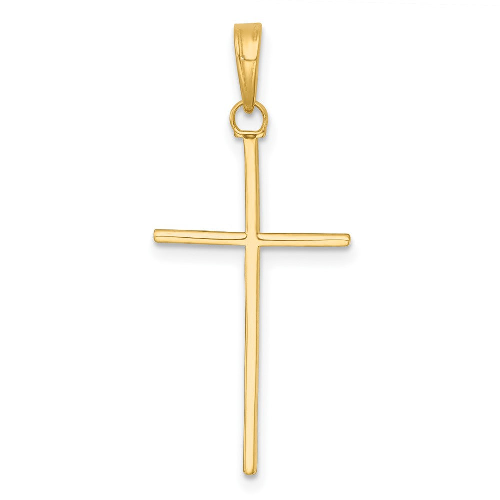 14K Gelbgold 3-d und Poliert Stick Kreuz Charm