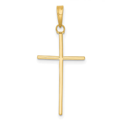 14K Gelbgold 3-d und Poliert Stick Kreuz Charm