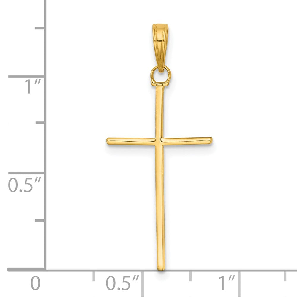 14K Gelbgold 3-d und Poliert Stick Kreuz Charm