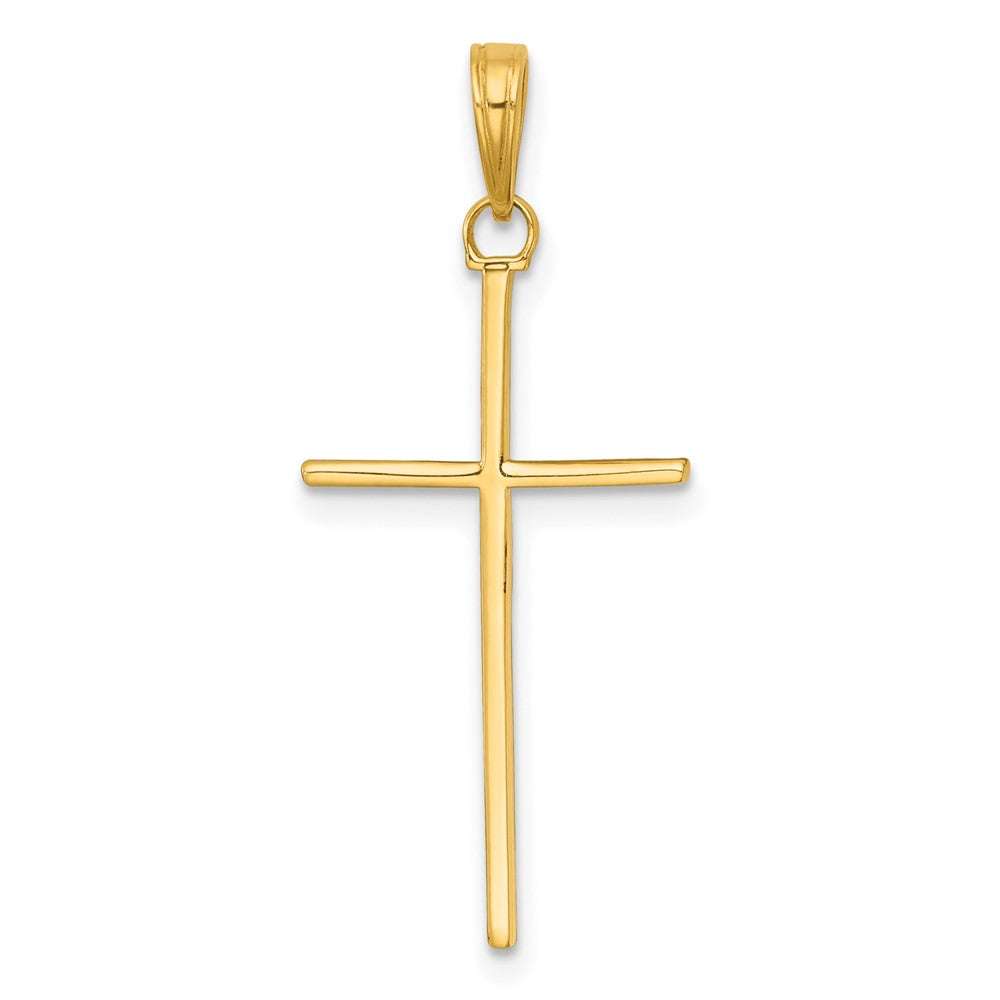 14K Gelbgold 3-d und Poliert Stick Kreuz Charm
