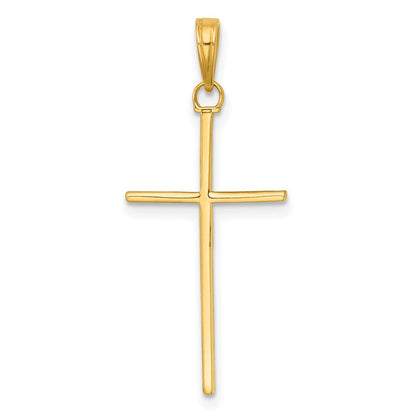 14K Gelbgold 3-d und Poliert Stick Kreuz Charm