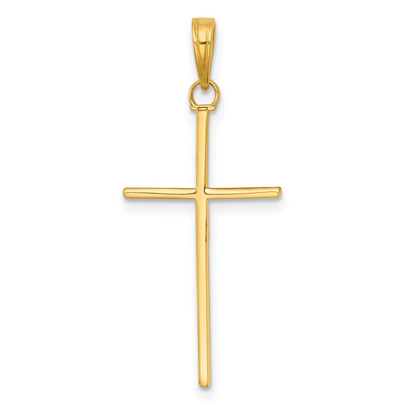 14K Gelbgold 3-d und Poliert Stick Kreuz Charm