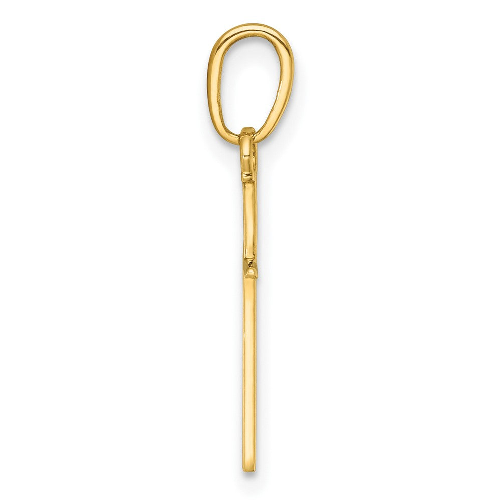 14K Gelbgold 3-d und Poliert Stick Kreuz Charm