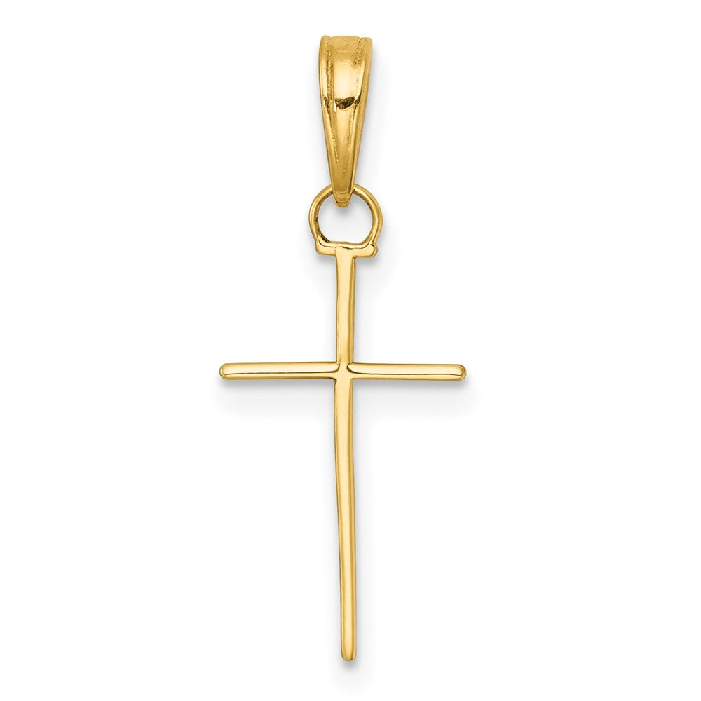 14K Gelbgold 3-d und Poliert Stick Kreuz Charm