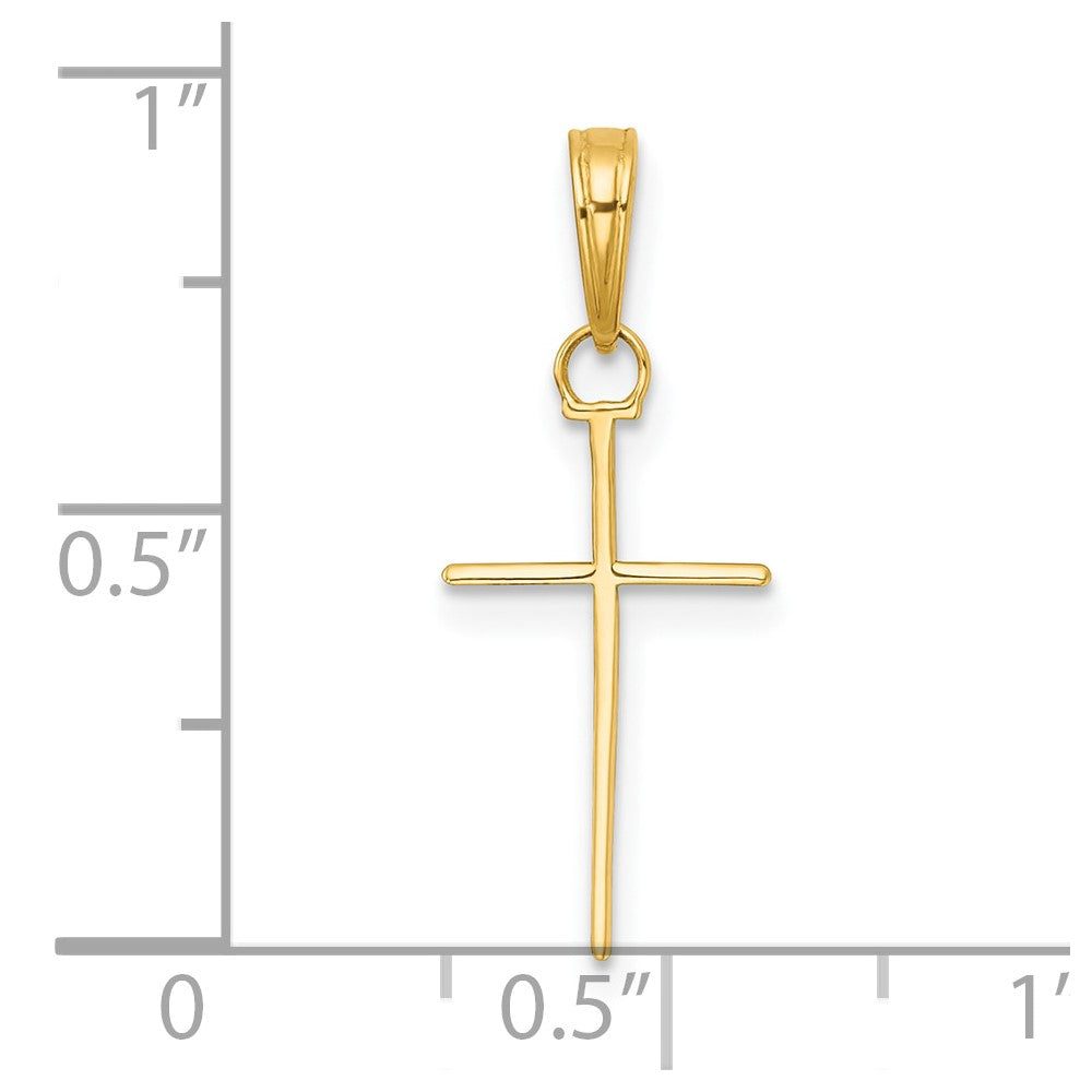 14K Gelbgold 3-d und Poliert Stick Kreuz Charm