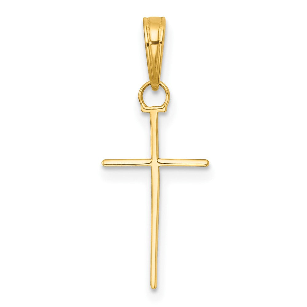 14K Gelbgold 3-d und Poliert Stick Kreuz Charm