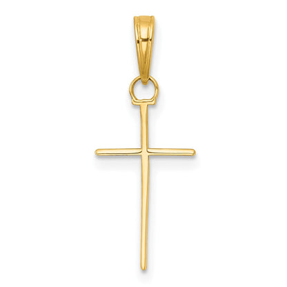 14K Gelbgold 3-d und Poliert Stick Kreuz Charm