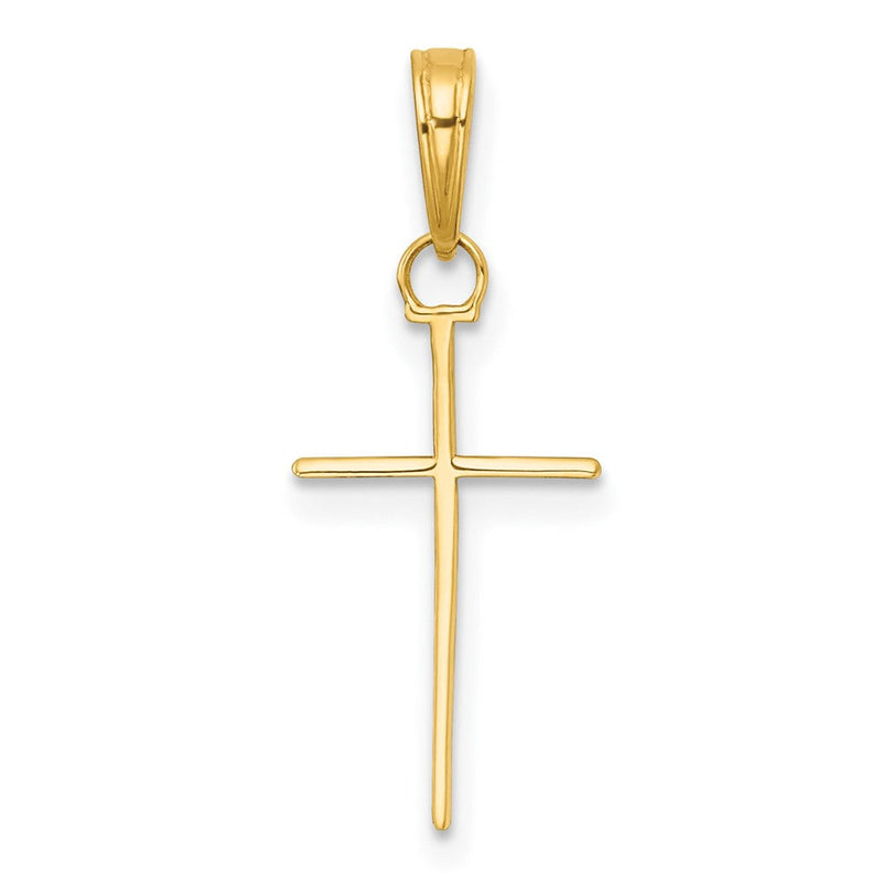 14K Gelbgold 3-d und Poliert Stick Kreuz Charm