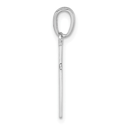14K Weißgold 3-d und Poliert Stick Kreuz Charm