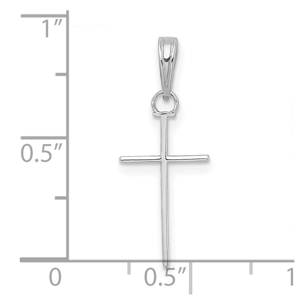 14K Weißgold 3-d und Poliert Stick Kreuz Charm