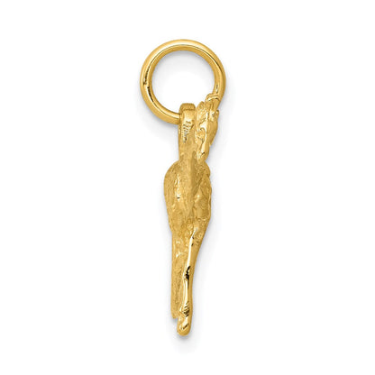 14K Gelbgold massiver polierter 3D-Giraffen-Charm
