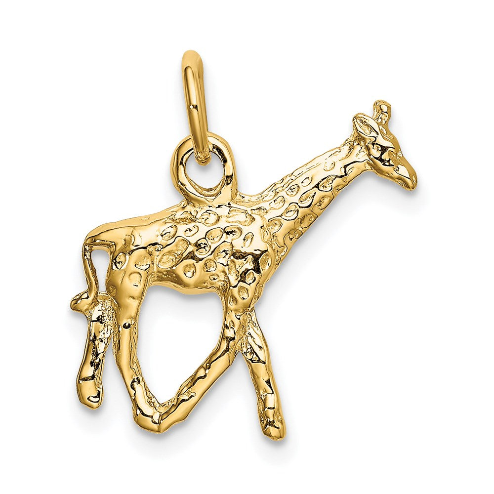 14K Gelbgold massiver polierter 3D-Giraffen-Charm