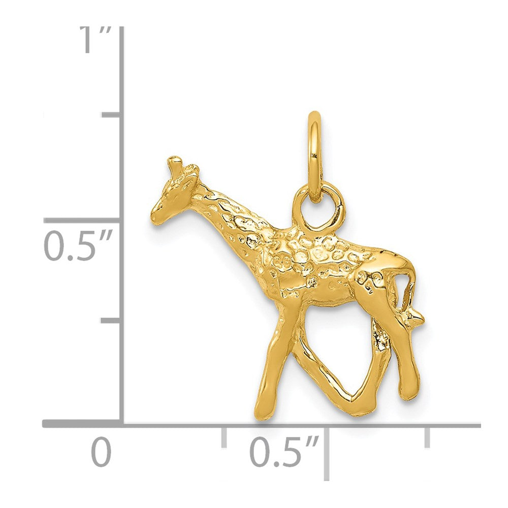 14K Gelbgold massiver polierter 3D-Giraffen-Charm