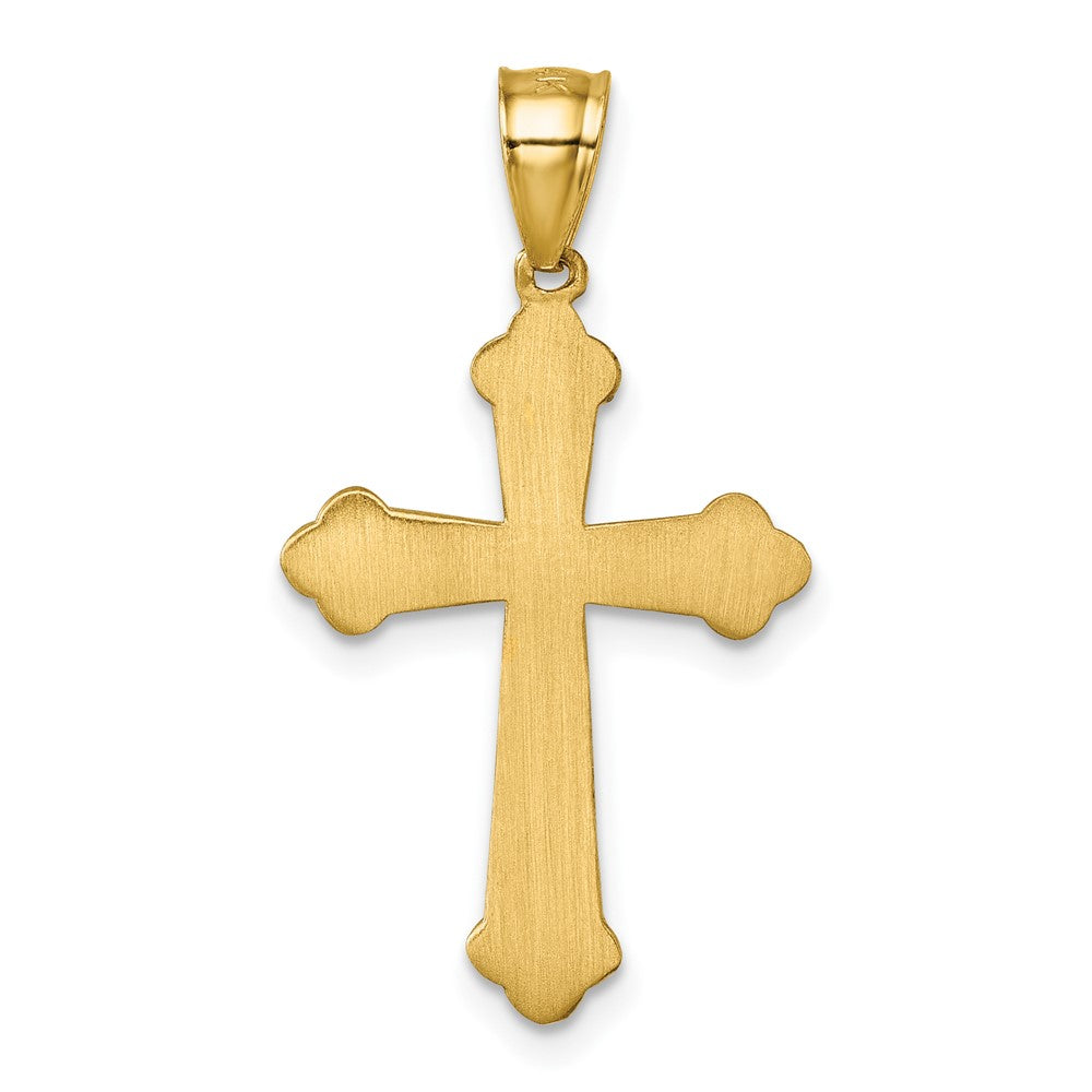 14K Gelbgold Poliert Diamantiert Strukturiert Fantasie Kreuz Anhänger