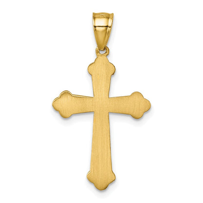 14K Gelbgold Poliert Diamantiert Strukturiert Fantasie Kreuz Anhänger