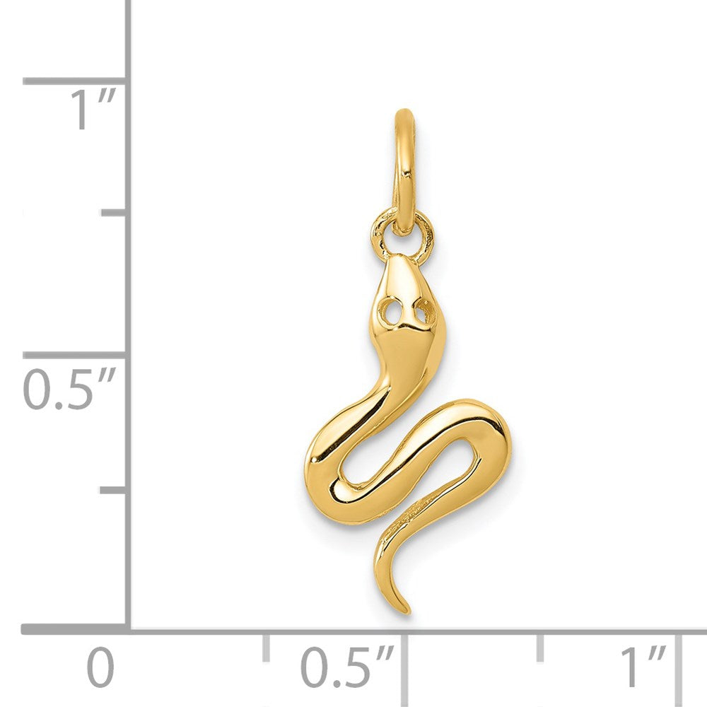 14K Gelbgold Massiv Poliert Schlange Charm