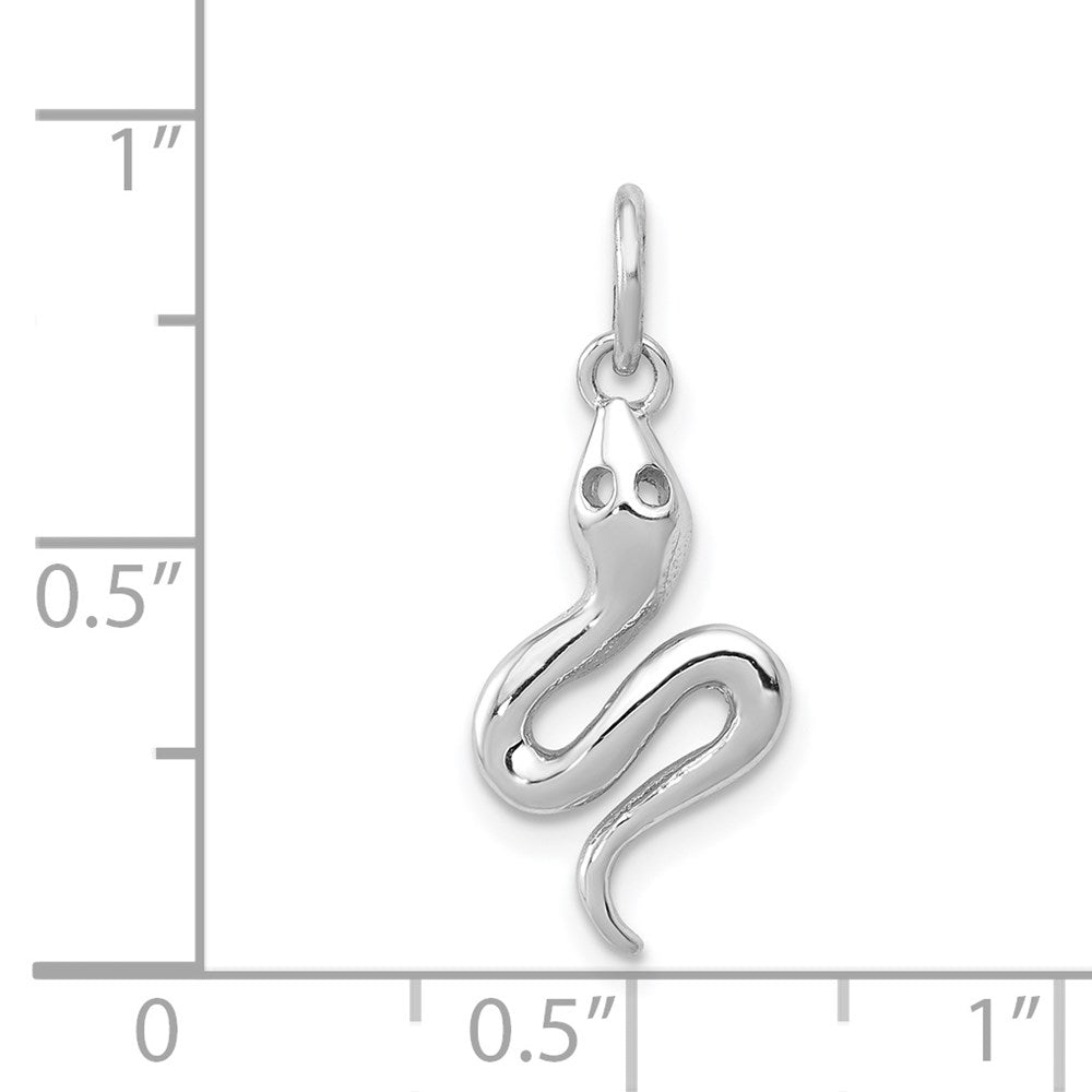 14K Weißgold Massiv Poliert Schlange Charm