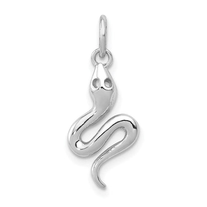 14K Weißgold Massiv Poliert Schlange Charm