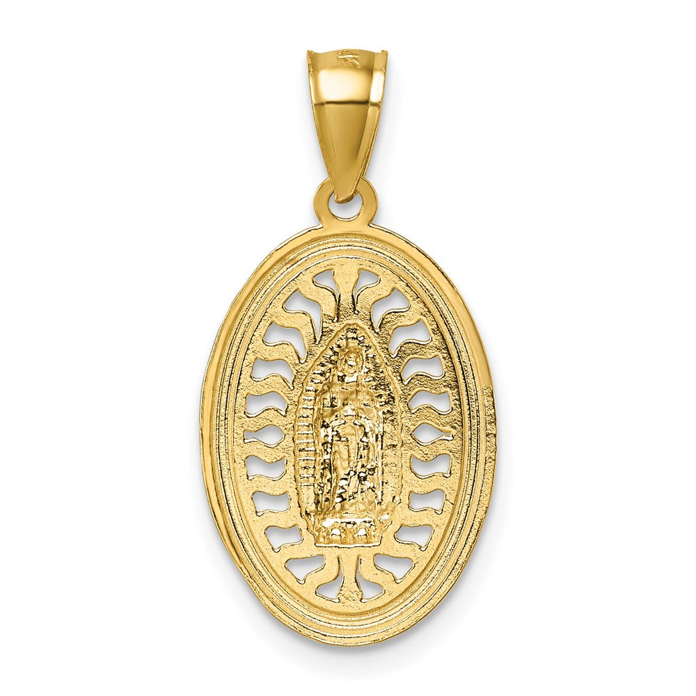 14K Gelb & Rhodium mit Rhodium Poliert und Diamantiert Guadalupe Anhänger