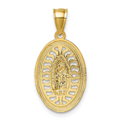 14K Gelb & Rhodium mit Rhodium Poliert und Diamantiert Guadalupe Anhänger